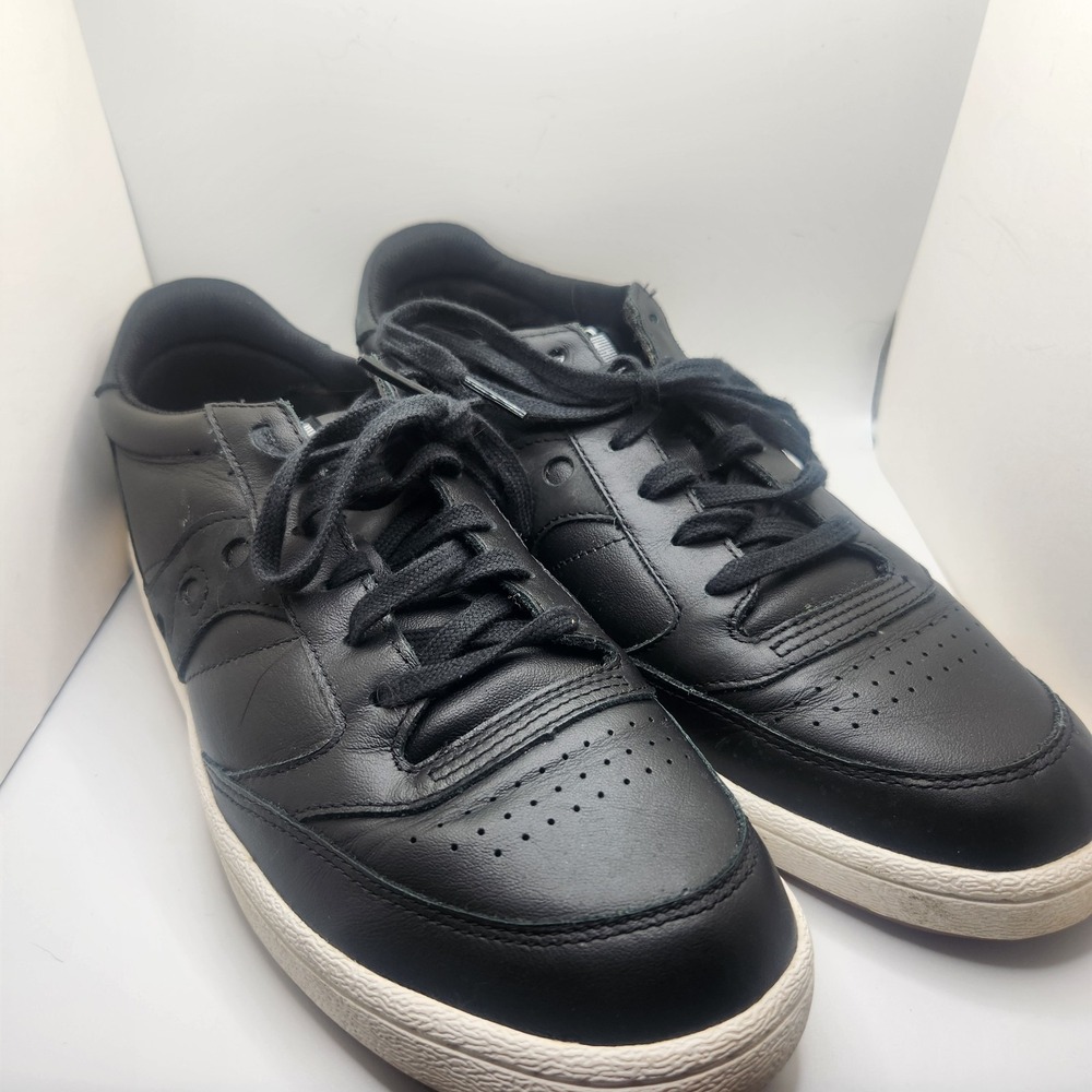Saucony Jazz Court Mens 10.5 Black Leather Sneakers S70555-28 Low Top Shoes